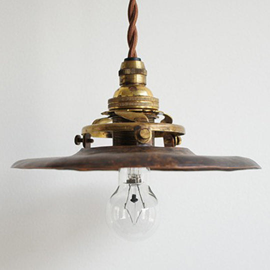 Vintage Brass Pendant Light - Industrial Style Mini Hanging Lamp For Bedroom Adjustable Wire Length: