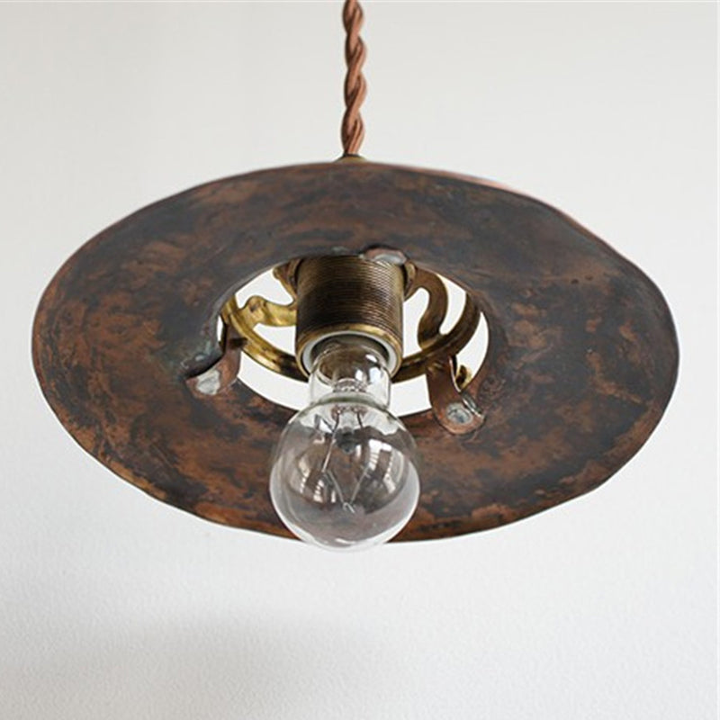 Vintage Brass Pendant Light - Industrial Style Mini Hanging Lamp For Bedroom Adjustable Wire Length: