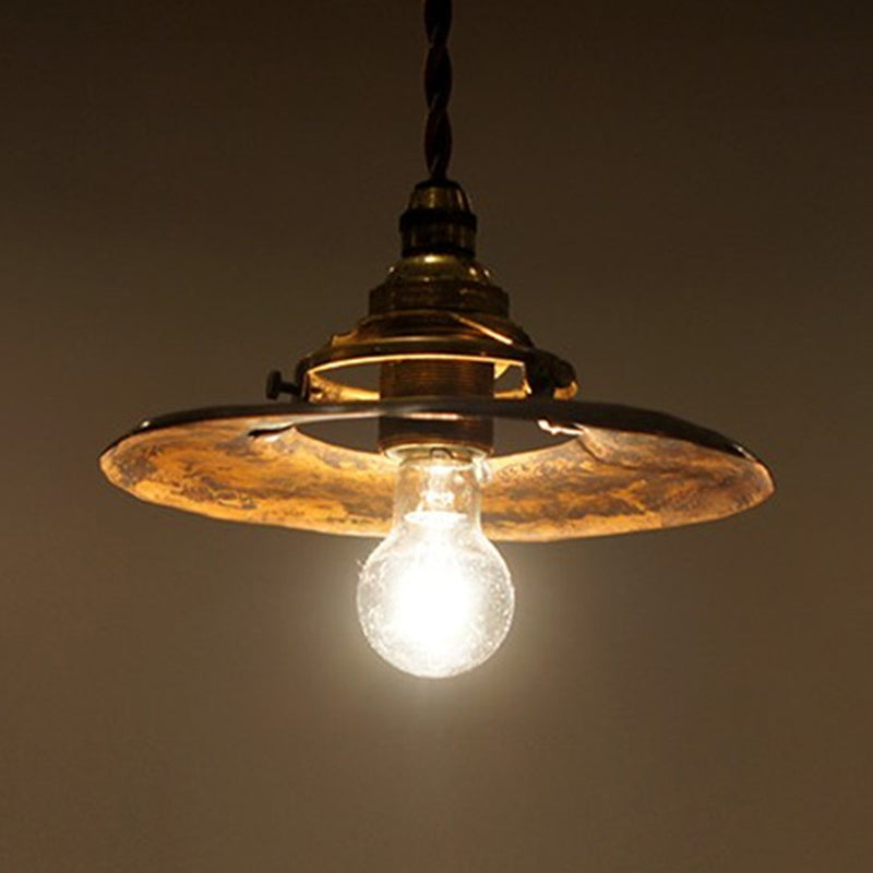 Vintage Brass Pendant Light - Industrial Style Mini Hanging Lamp For Bedroom Adjustable Wire Length: