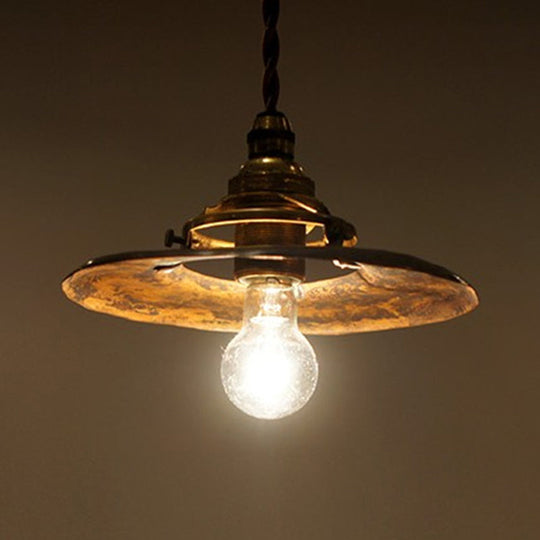 Vintage Brass Pendant Light - Industrial Style Mini Hanging Lamp For Bedroom Adjustable Wire Length: