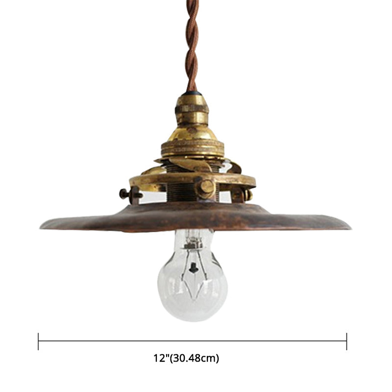 Vintage Brass Pendant Light - Industrial Style Mini Hanging Lamp For Bedroom Adjustable Wire Length: