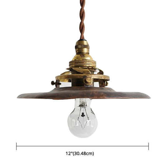 Vintage Brass Pendant Light - Industrial Style Mini Hanging Lamp For Bedroom Adjustable Wire Length: