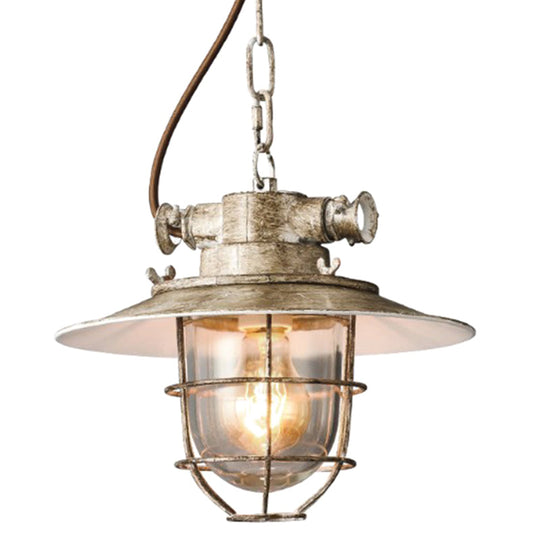 Copper Patina Industrial Iron Cage Pendant Light With Adjustable Chain