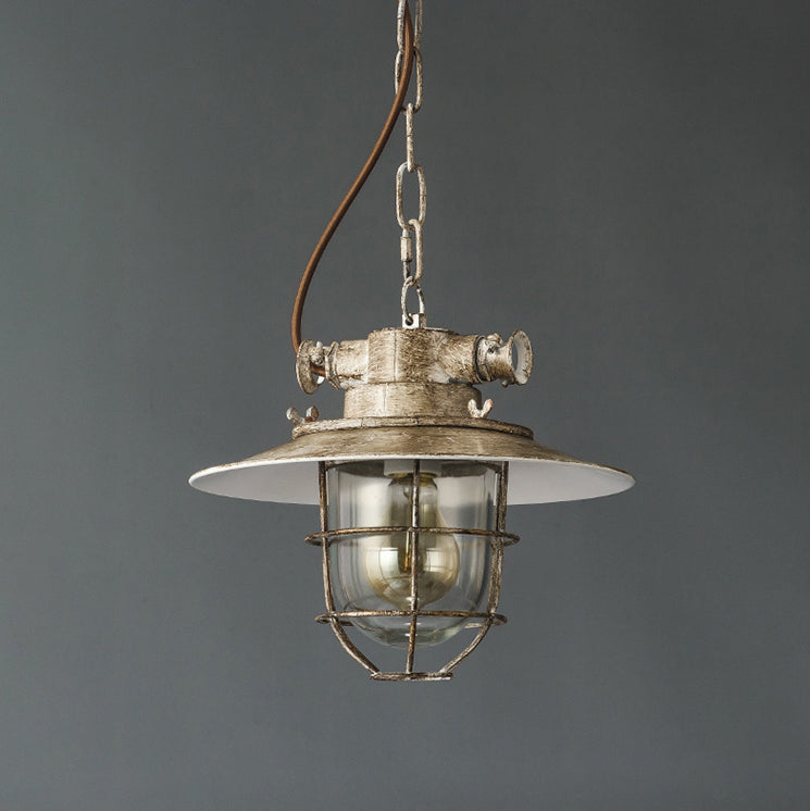 Copper Patina Industrial Iron Cage Pendant Light With Adjustable Chain