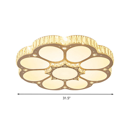 Modern Petal Crystal Led Flush Ceiling Light In White - 19.5/23.5/31.5 For Bedroom