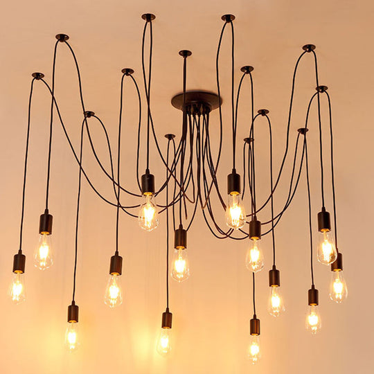 Industrial Style Black Spider Shape Pendant Lamp With Multi Light Edison Bulb - Perfect For Living