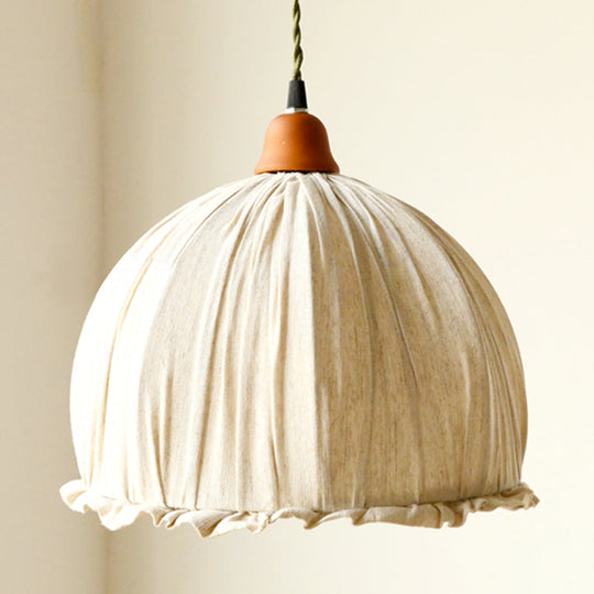 Nordic Style Burlap Shade Pendant Lamp With 1 Light - Perfect For Bedroom And Dining Room