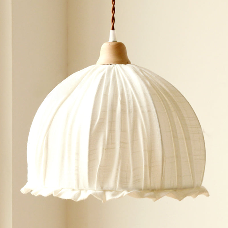 Nordic Style Burlap Shade Pendant Lamp With 1 Light - Perfect For Bedroom And Dining Room White