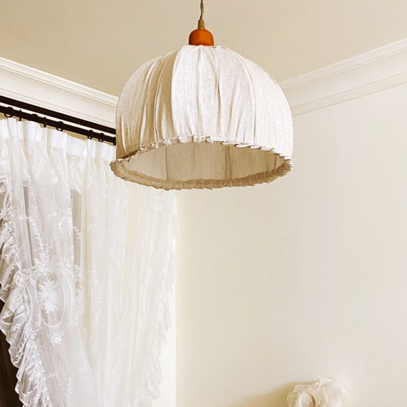 Nordic Style Burlap Shade Pendant Lamp With 1 Light - Perfect For Bedroom And Dining Room