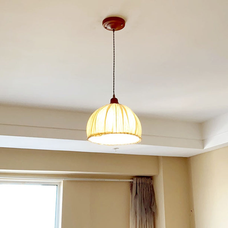 Nordic Style Burlap Shade Pendant Lamp With 1 Light - Perfect For Bedroom And Dining Room