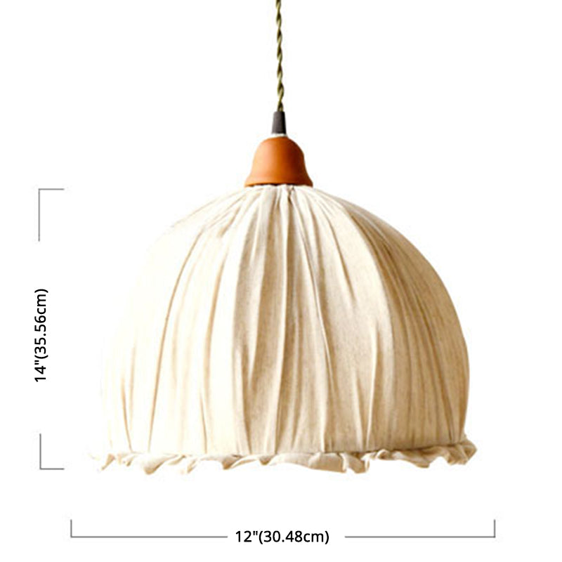 Nordic Style Burlap Shade Pendant Lamp With 1 Light - Perfect For Bedroom And Dining Room