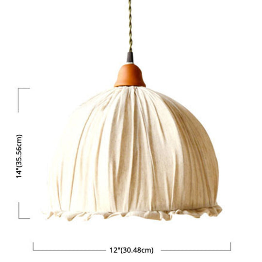 Nordic Style Burlap Shade Pendant Lamp With 1 Light - Perfect For Bedroom And Dining Room