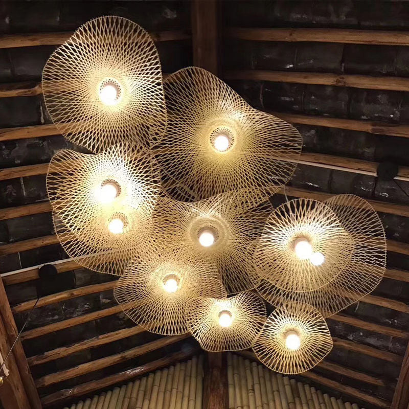 Bamboo Pendant Lamp: Japanese Fisherman Hat Style Art Deco Design For Restaurants