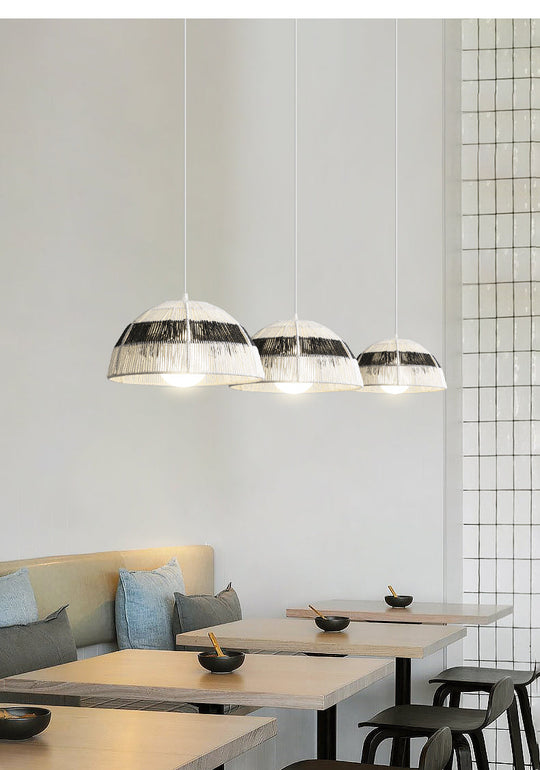 Wooden Rattan Dome Pendant Light With Asian-Inspired Suspended Design