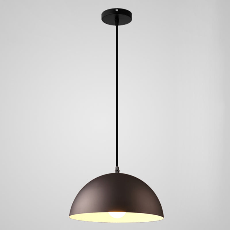 Macaron Half Globe Pendant Lamp: 8 Color Options Metal Hanging Light For Kitchen & Dining Room Black