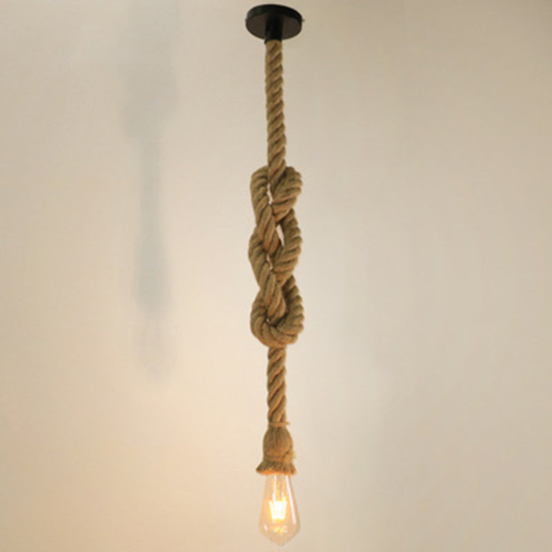 Hemp Rope Ceiling Pendant Light With Industrial Retro Style Bulb For Bar And Coffee Shop