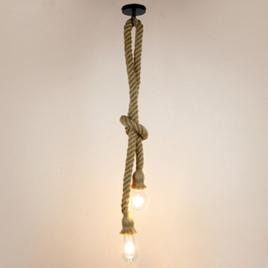 Hemp Rope Ceiling Pendant Light With Industrial Retro Style Bulb For Bar And Coffee Shop