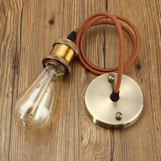 Bare Bulb Copper Mini Pendant Lamp With Industrial Style And 39 Weaving Wire For Bedroom