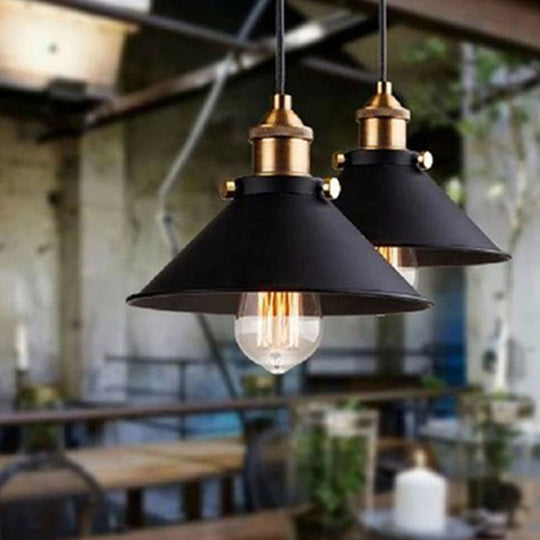 Black Industrial Wrought Iron Hanging Pendant Light For Barn Farmhouse & Porch