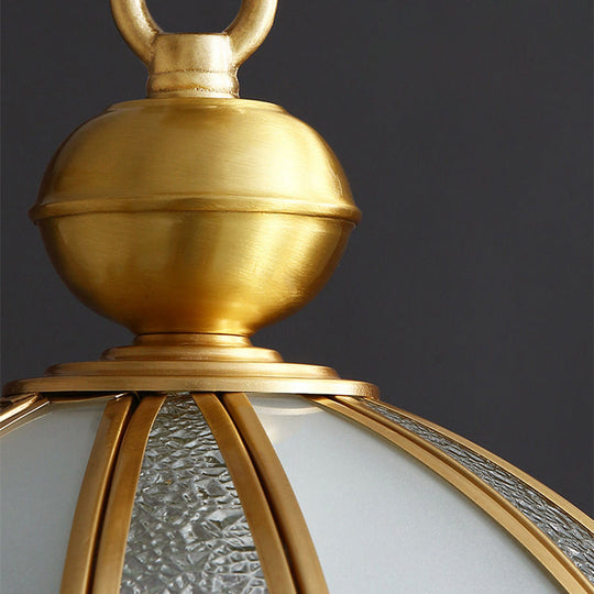 Brass Hanging Dome Pendant Light With Elegant Frosted Glass Shade - Perfect For Living Room