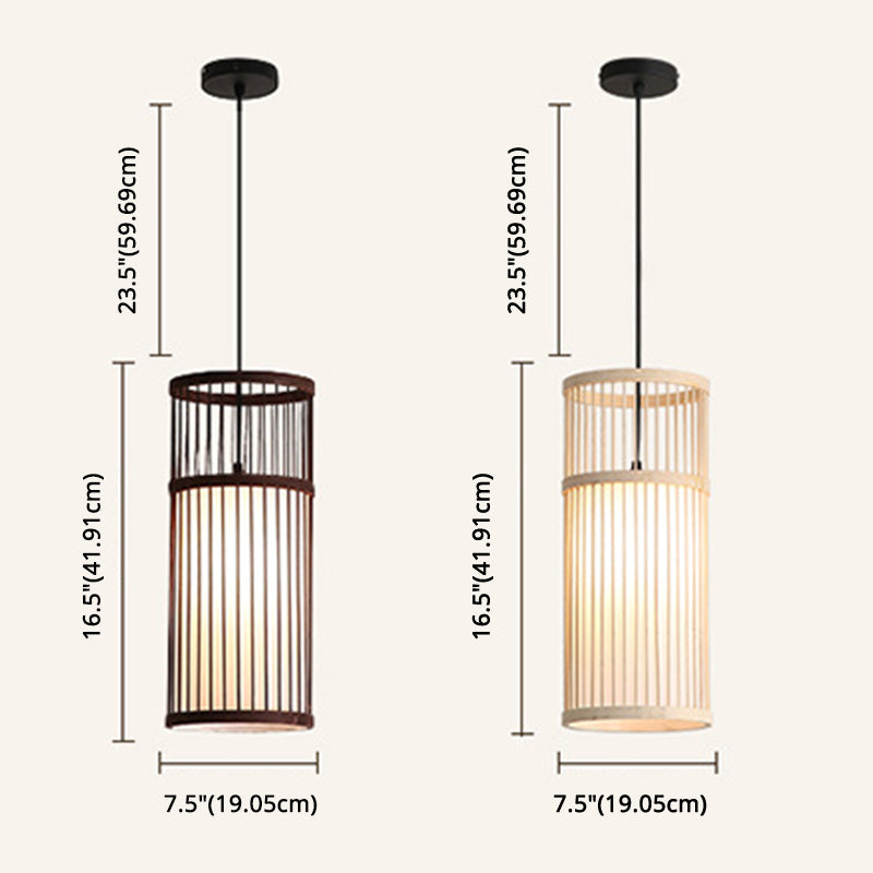 Chinese Style Bamboo Weaving Pendant Light - Wood Cage Hanging Lighting Fixture For Restaurants