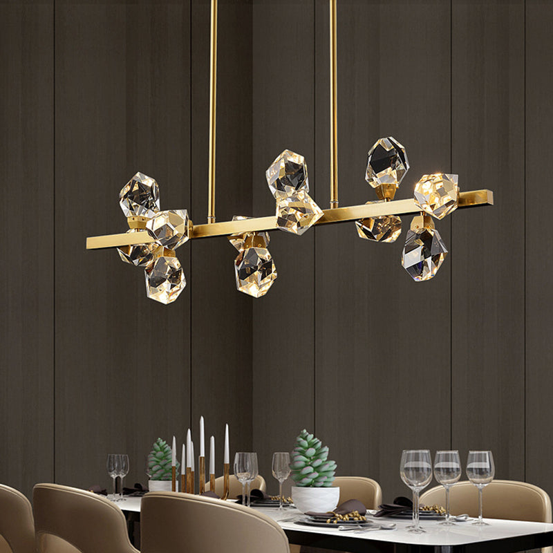 Minimalist Brass Led Gemstone Hanging Light For Dining Room - Crystal Island Lighting