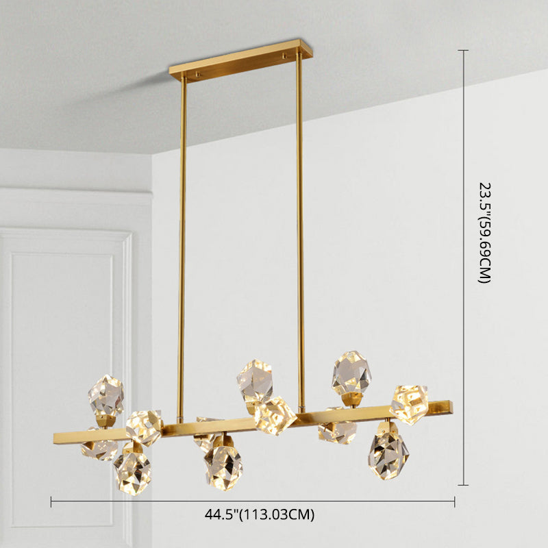 Minimalist Brass Led Gemstone Hanging Light For Dining Room - Crystal Island Lighting