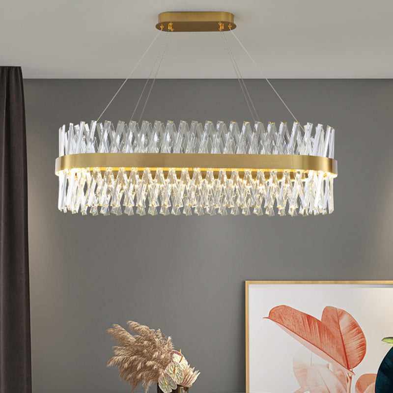 Postmodern Geometric K9 Crystal Pendant Light In Gold For Bedroom Or Island With Led