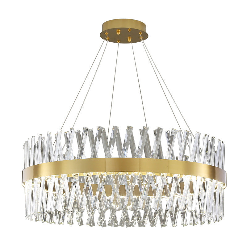 Postmodern Geometric K9 Crystal Pendant Light In Gold For Bedroom Or Island With Led