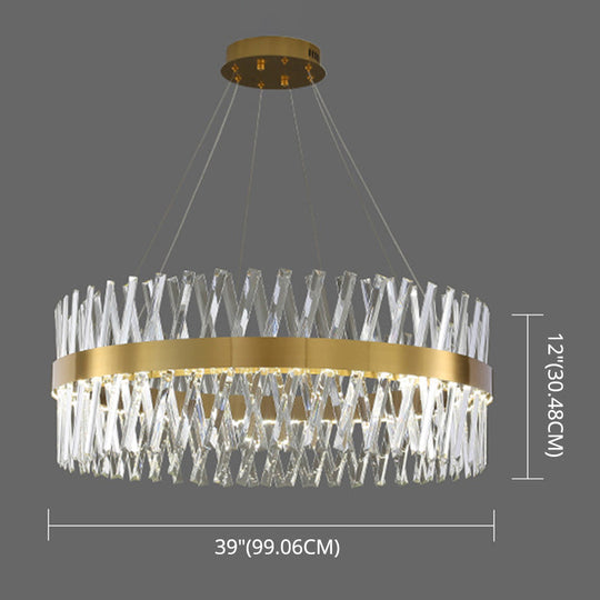 Postmodern Geometric K9 Crystal Pendant Light In Gold For Bedroom Or Island With Led