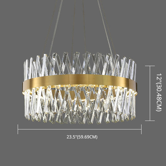 Postmodern Geometric K9 Crystal Pendant Light In Gold For Bedroom Or Island With Led