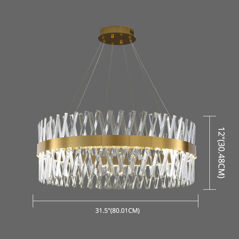 Postmodern Geometric K9 Crystal Pendant Light In Gold For Bedroom Or Island With Led