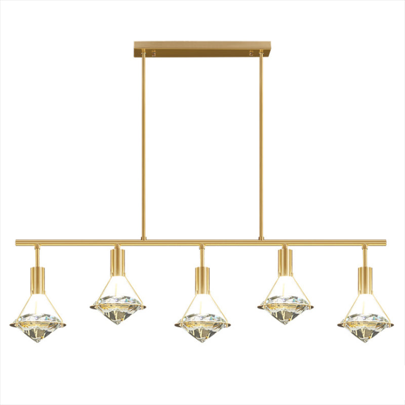 Crystal Diamond Island Pendant Light With Led And Modern Gold Finish