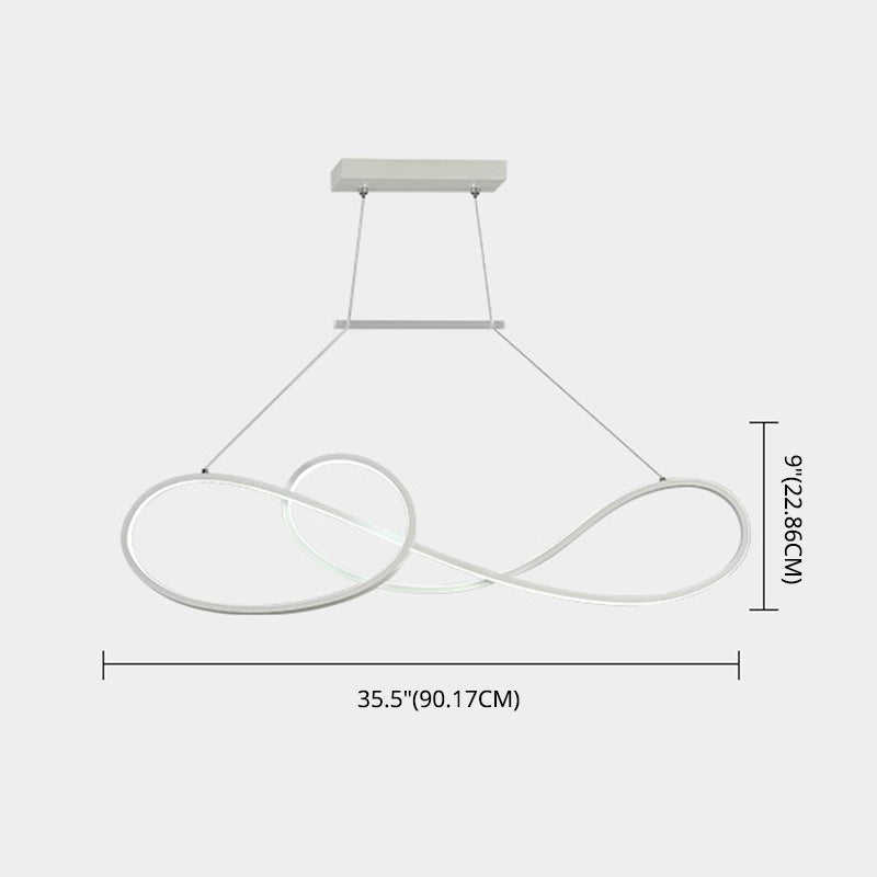 Led Strip Island Pendant Light - Minimalist Metal Dining Room Lighting Fixture