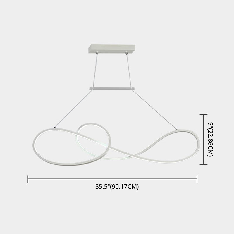 Led Strip Island Pendant Light - Minimalist Metal Dining Room Lighting Fixture