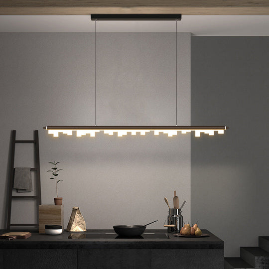 Modern Matte Metal Island Led Ceiling Light With Simple Acrylic Shade