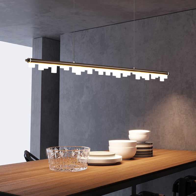 Modern Matte Metal Island Led Ceiling Light With Simple Acrylic Shade