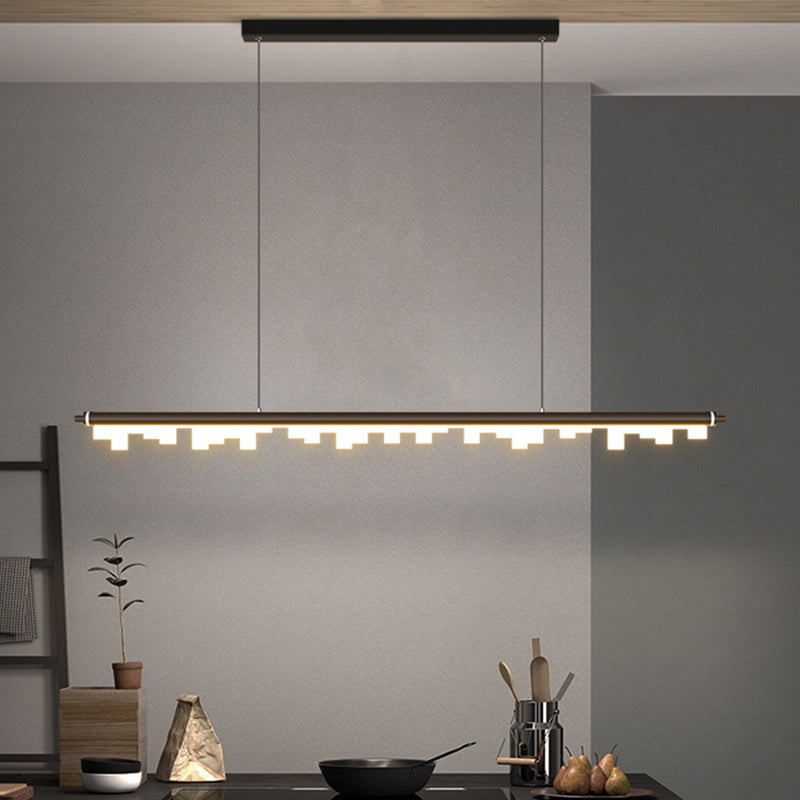 Modern Matte Metal Island Led Ceiling Light With Simple Acrylic Shade