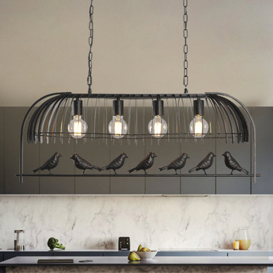 Farmhouse Metal Hanging Birdcage Pendant Light For Dining Room Ceiling And Island