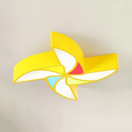 Cartoon Toy Windmill Ceiling Mount Light for Kindergarten – Acrylic and Metal Flush Light