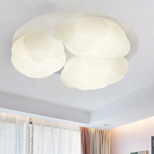 Minimalist Cloud Shade Flushmount Lighting - Plastic, 3 Lights - Ceiling Mounted Bedroom Light