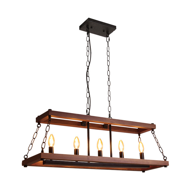 Vintage 3/5 Lights Dining Room Island Lighting Fixture in Brown