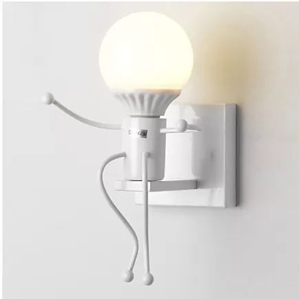 Sculpted Wall Sconce With Single Bulb - Modern Metal Night Light For Bedroom White