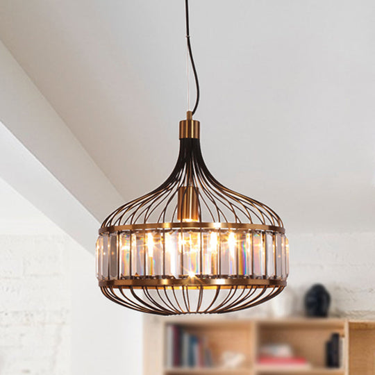 Black Cage Ceiling Pendant Iron Hanging Lamp for Living Room - 12"/13"/14.5" Width for Traditional Décor