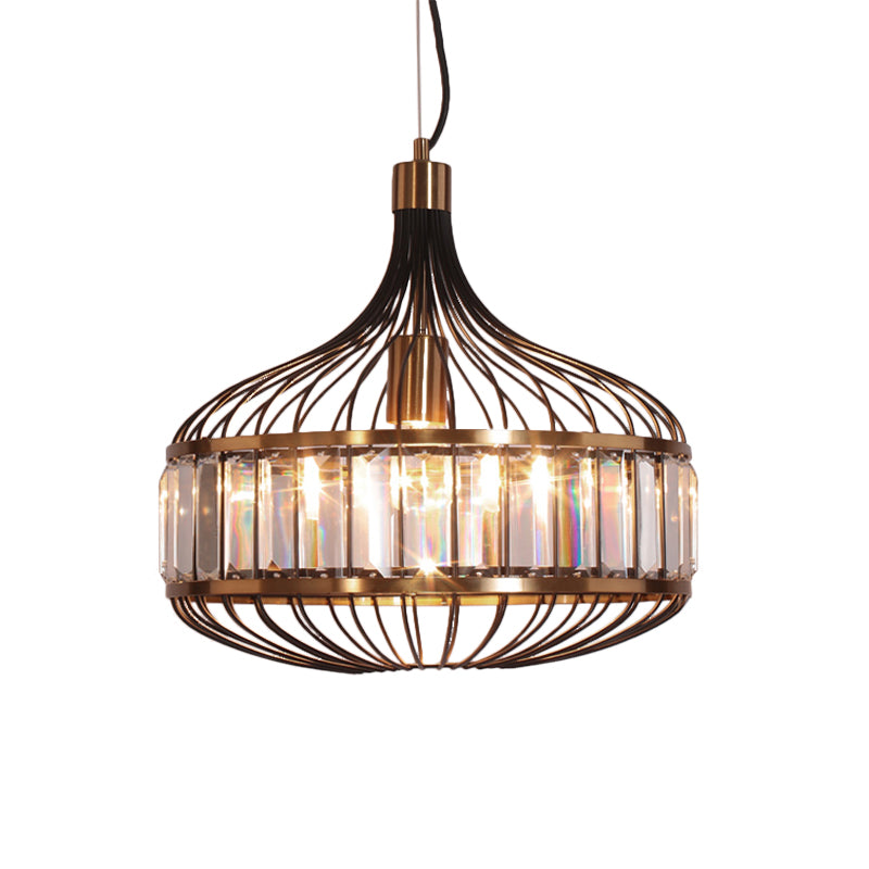 Black Cage Ceiling Pendant Iron Hanging Lamp for Living Room - 12"/13"/14.5" Width for Traditional Décor