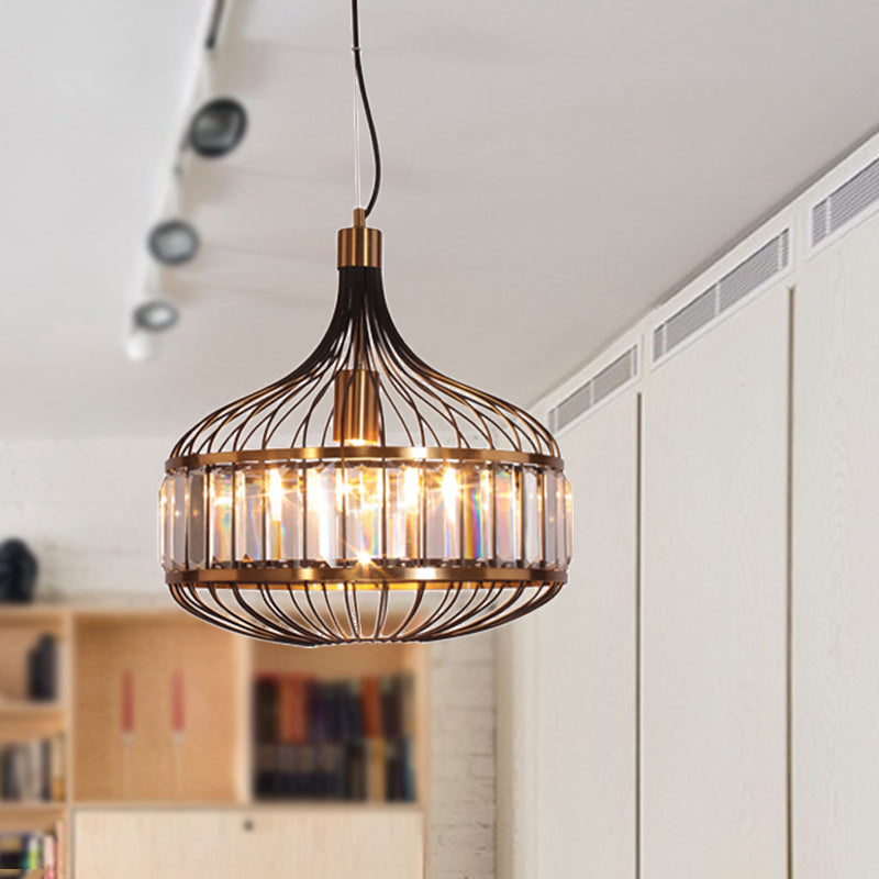 Black Cage Ceiling Pendant Iron Hanging Lamp for Living Room - 12"/13"/14.5" Width for Traditional Décor