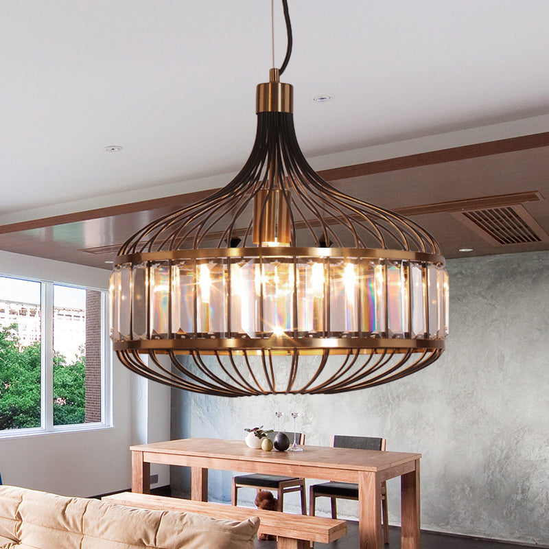 Black Cage Ceiling Pendant Iron Hanging Lamp for Living Room - 12"/13"/14.5" Width for Traditional Décor