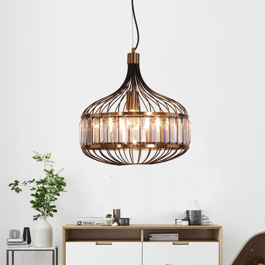 Black Cage Ceiling Pendant Iron Hanging Lamp for Living Room - 12"/13"/14.5" Width for Traditional Décor