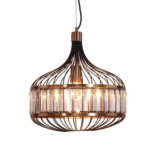 Black Cage Ceiling Pendant Iron Hanging Lamp for Living Room - 12"/13"/14.5" Width for Traditional Décor