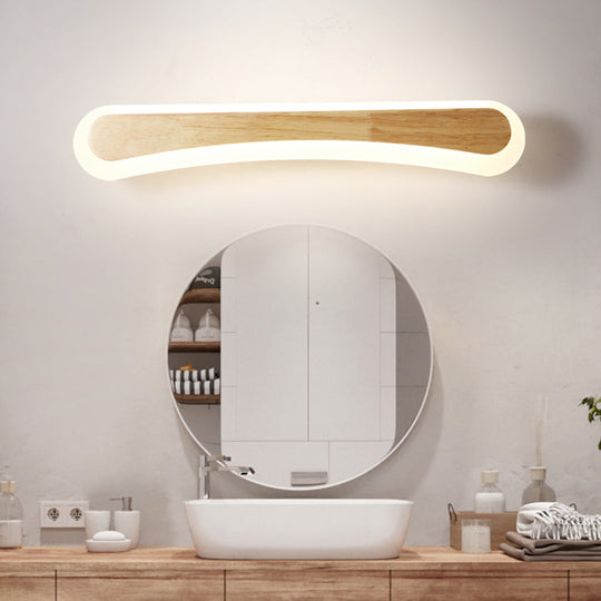 Wooden Led Vanity Light Fixtures With Modern Design And Acrylic Shade